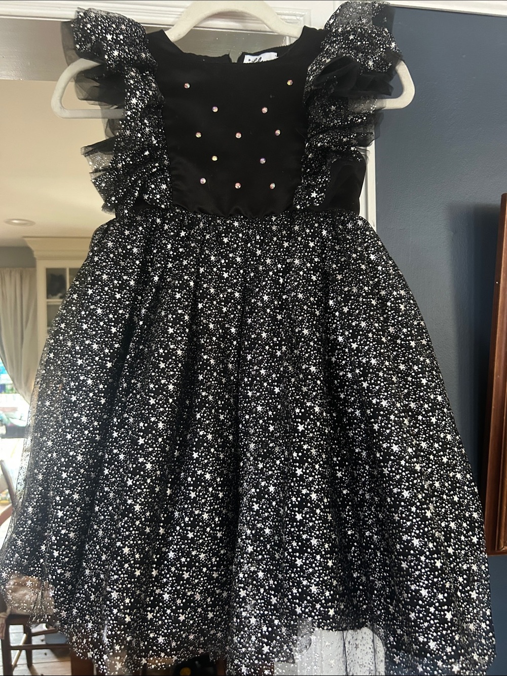 Lola & The Boys  black starry dress with zipper detail